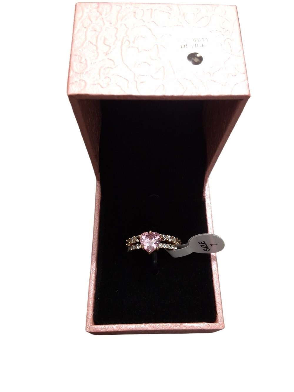 Aura Accessories 2-Pc Pink Heart Rhinestone Ring Set Size 7 NWT - Picture 4 of 7